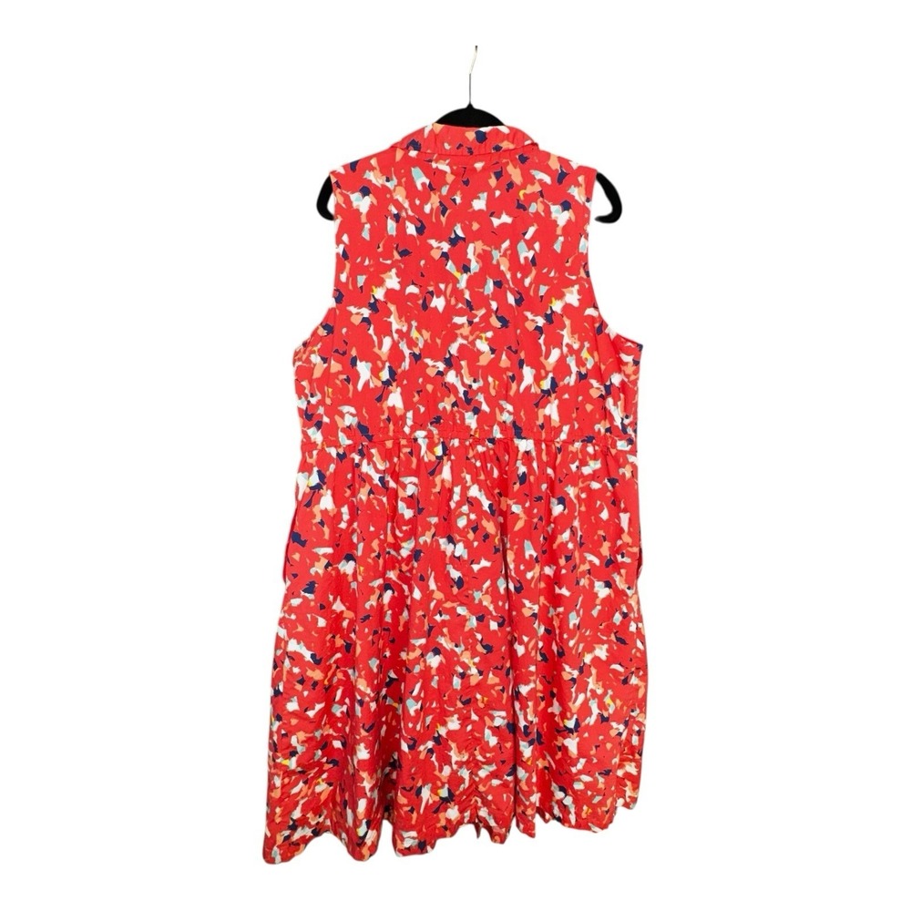 J Jason Wu Pink Colorful Boho Cotton Lined Button Down Pockets Midi Dress Sz 2X - Picture 3 of 10